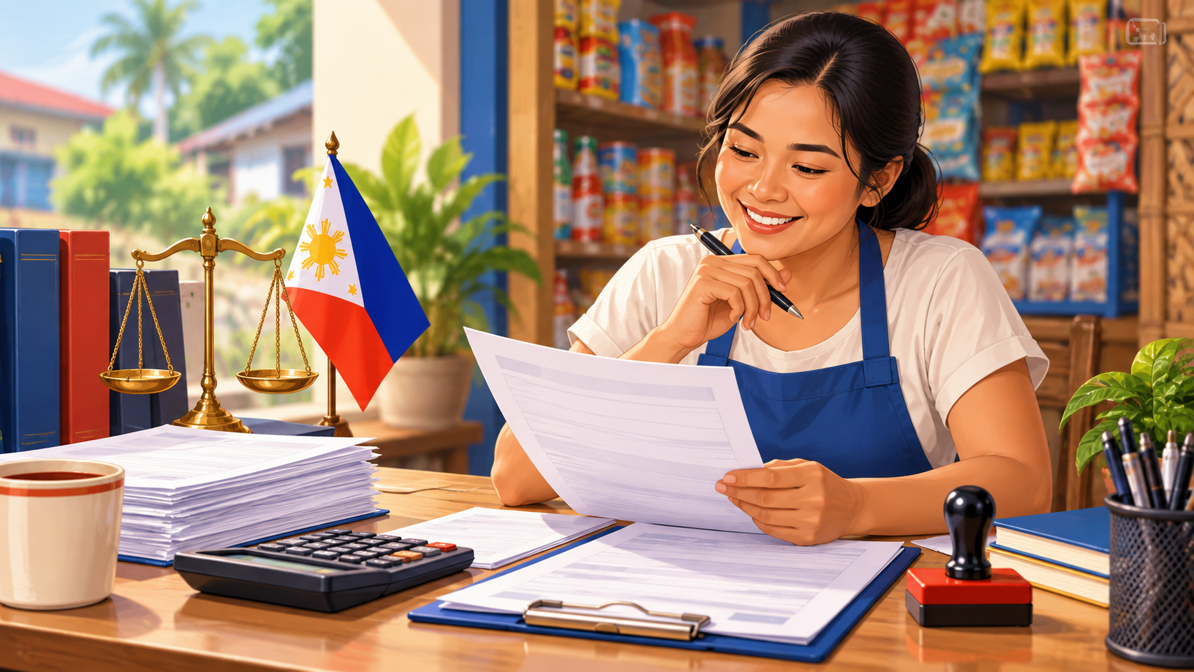 Small business owner reviewing BMBE compliance documents